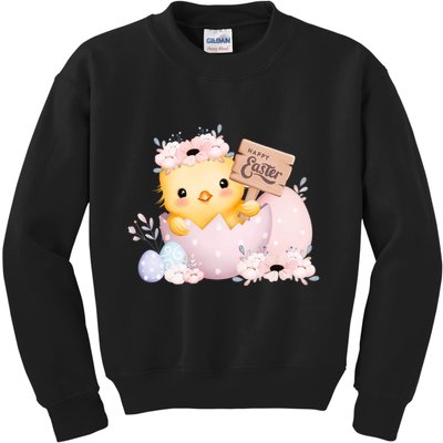 Happy Easter Cute Chick Easter Sunday Kids Sweatshirt