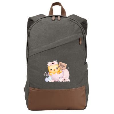 Happy Easter Cute Chick Easter Sunday Cotton Canvas Backpack