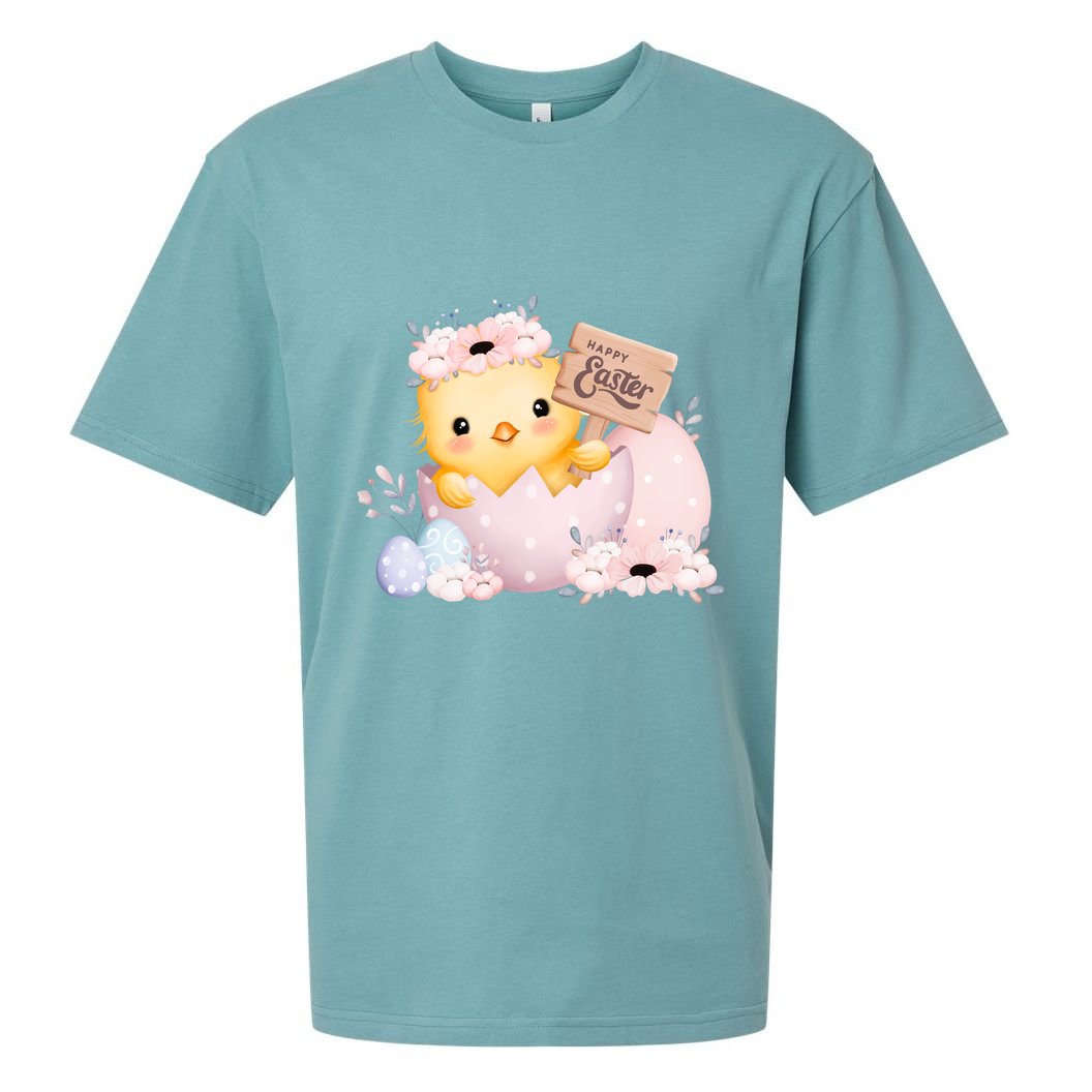 Happy Easter Cute Chick Easter Sunday Sueded Cloud Jersey T-Shirt