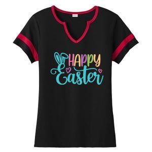 Happy Easter Cute Holiday Ladies Halftime Notch Neck Tee