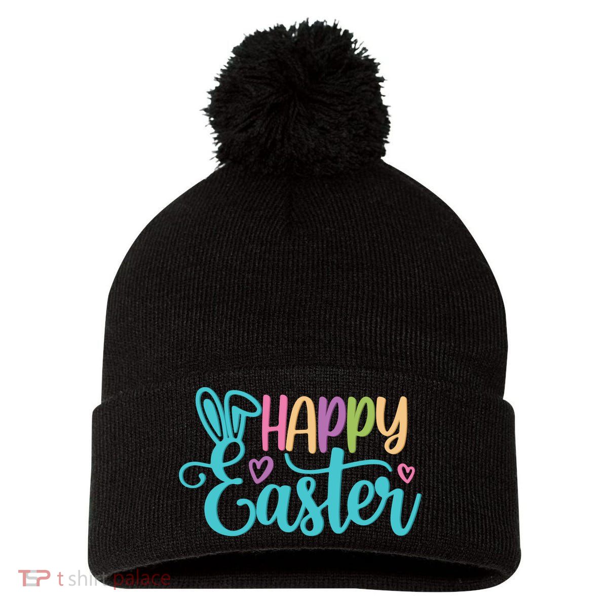 Happy Easter Cute Holiday Pom Pom 12in Knit Beanie