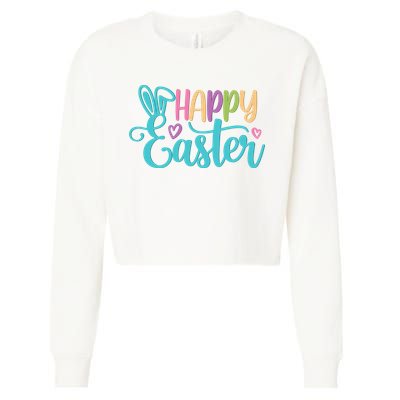 Happy Easter Cute Holiday Cropped Pullover Crew