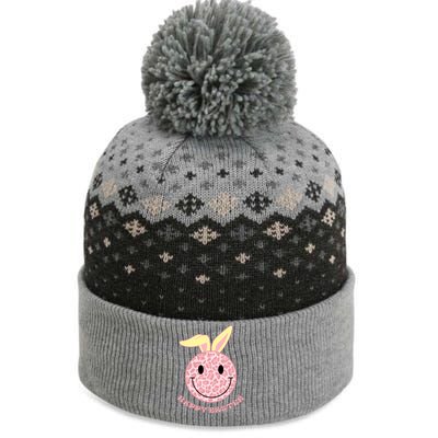 Happy Easter Cute Smile Face Pink Patterns The Baniff Cuffed Pom Beanie