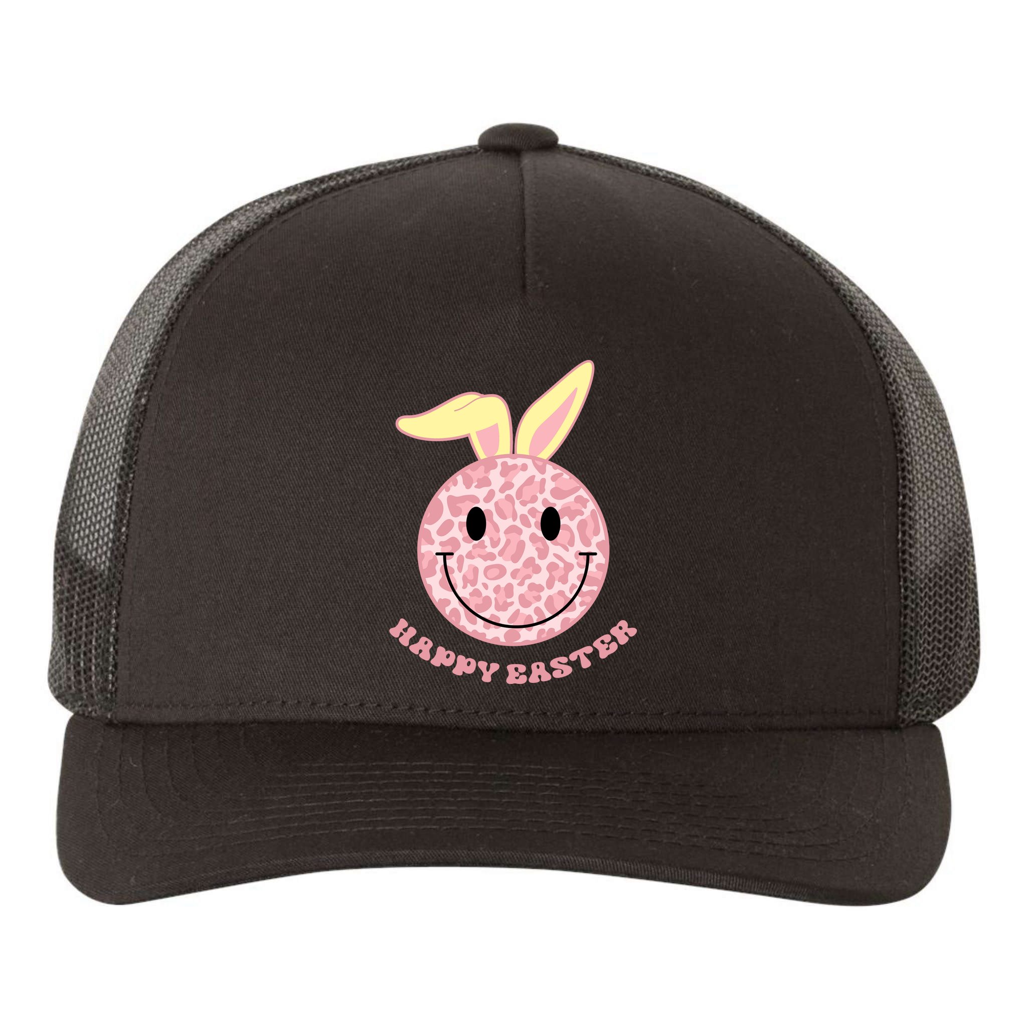 Happy Easter Cute Smile Face Pink Patterns Yupoong Adult 5-Panel Trucker Hat