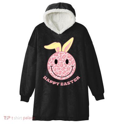 Happy Easter Cute Smile Face Pink Patterns Hooded Wearable Blanket