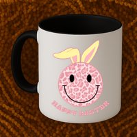 Happy Easter Cute Smile Face Pink Patterns Mug