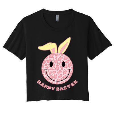 Happy Easter Cute Smile Face Pink Patterns Crop Top