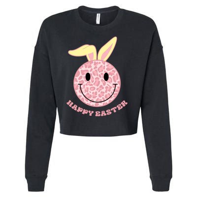 Happy Easter Cute Smile Face Pink Patterns Cropped Pullover Crew