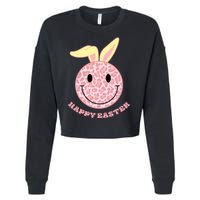 Happy Easter Cute Smile Face Pink Patterns Cropped Pullover Crew