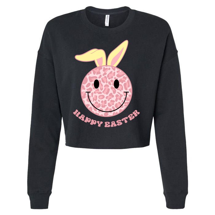 Happy Easter Cute Smile Face Pink Patterns Cropped Pullover Crew