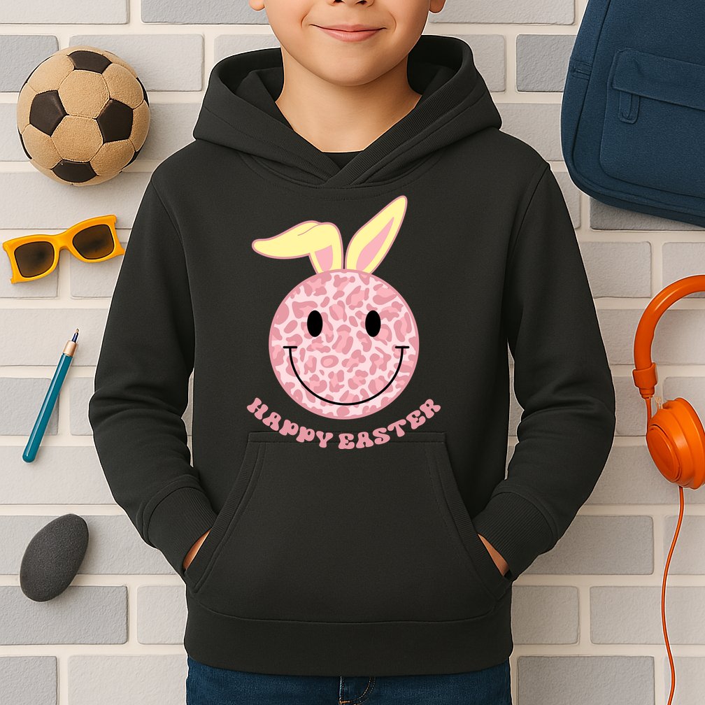 Happy Easter Cute Smile Face Pink Patterns Kids Hoodie