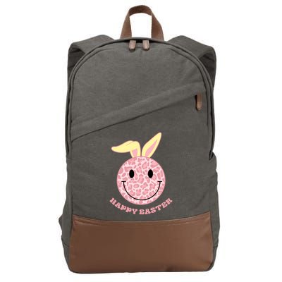 Happy Easter Cute Smile Face Pink Patterns Cotton Canvas Backpack