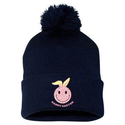 Happy Easter Cute Smile Face Pink Patterns Pom Pom 12in Knit Beanie