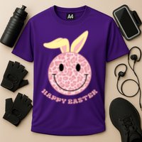 Happy Easter Cute Smile Face Pink Patterns Cooling Performance Crew T-Shirt