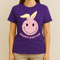 Happy Easter Cute Smile Face Pink Patterns T-Shirt