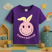 Happy Easter Cute Smile Face Pink Patterns Toddler T-Shirt