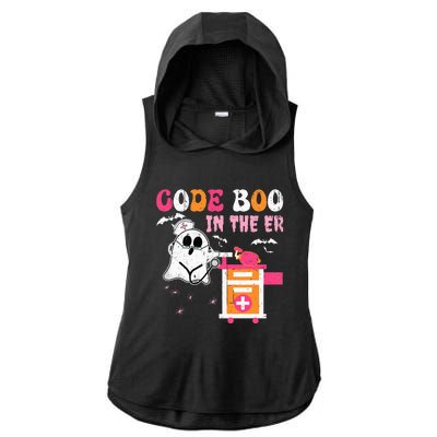 Halloween ER Costume Code Boo In The ER Nurse Crew Ghost Ladies PosiCharge Tri-Blend Wicking Draft Hoodie Tank