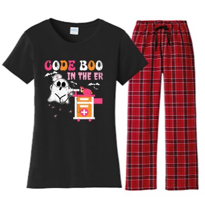 Halloween ER Costume Code Boo In The ER Nurse Crew Ghost Women's Flannel Pajama Set