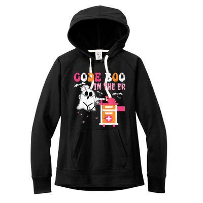 Halloween ER Costume Code Boo In The ER Nurse Crew Ghost Women's Fleece Hoodie