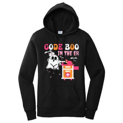 Halloween ER Costume Code Boo In The ER Nurse Crew Ghost Women's Pullover Hoodie