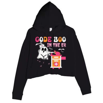 Halloween ER Costume Code Boo In The ER Nurse Crew Ghost Crop Fleece Hoodie