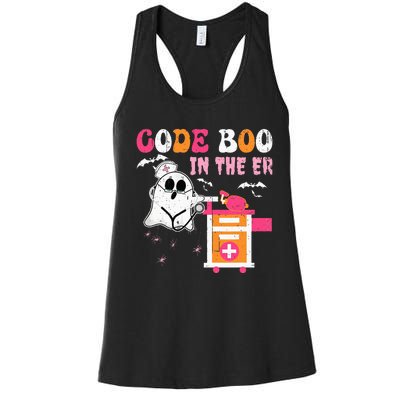 Halloween ER Costume Code Boo In The ER Nurse Crew Ghost Women's Racerback Tank