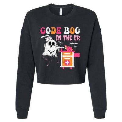 Halloween ER Costume Code Boo In The ER Nurse Crew Ghost Cropped Pullover Crew