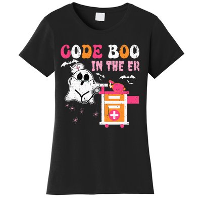 Halloween ER Costume Code Boo In The ER Nurse Crew Ghost Women's T-Shirt