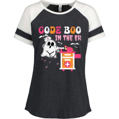 Halloween ER Costume Code Boo In The ER Nurse Crew Ghost Enza Ladies Jersey Colorblock Tee