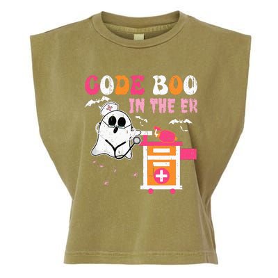 Halloween ER Costume Code Boo In The ER Nurse Crew Ghost Garment-Dyed Women's Muscle Tee