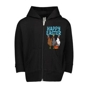 Happy Easter Chicken Bunnies Egg Poultry Farm Animal Farmer Toddler Zip Fleece Hoodie