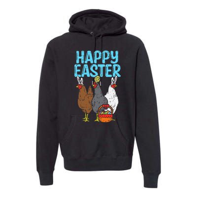 Happy Easter Chicken Bunnies Egg Poultry Farm Animal Farmer Premium Hoodie