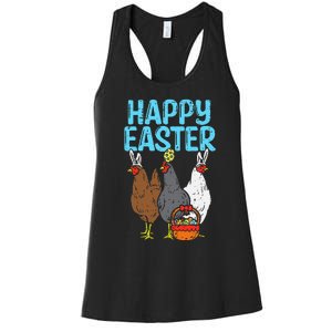 Happy Easter Chicken Bunnies Egg Poultry Farm Animal Farmer Women's Racerback Tank