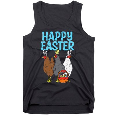 Happy Easter Chicken Bunnies Egg Poultry Farm Animal Farmer Tank Top