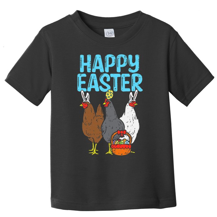 Happy Easter Chicken Bunnies Egg Poultry Farm Animal Farmer Toddler T-Shirt