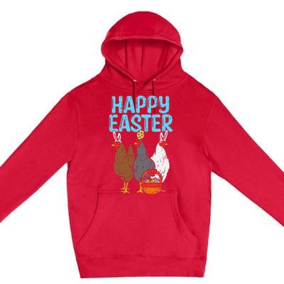 Happy Easter Chicken Bunnies Egg Poultry Farm Animal Farmer Premium Pullover Hoodie