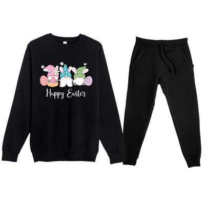 Happy Easter Cute Gnome Holiday Premium Crewneck Sweatsuit Set