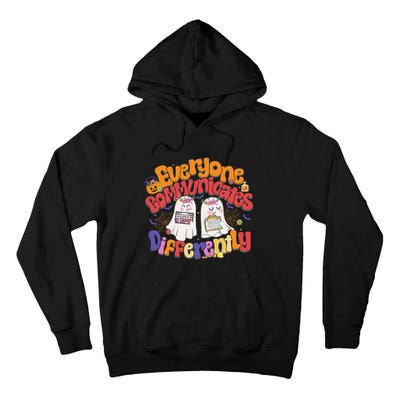 Halloween Everyone Communicates Differently Sped Teacher Tall Hoodie