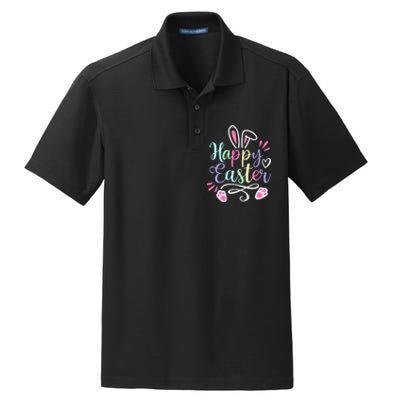 Happy Easter Cute Bunny Rabbit christian Dry Zone Grid Polo