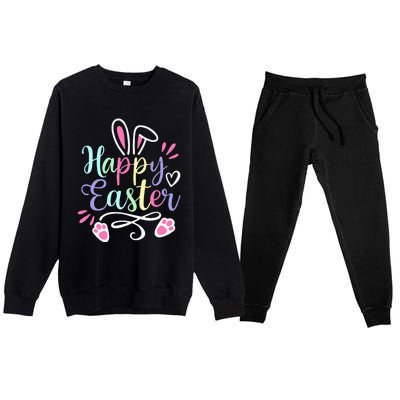 Happy Easter Cute Bunny Rabbit christian Premium Crewneck Sweatsuit Set