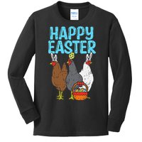 Happy Easter Chicken Bunnies Egg Poultry Farm Animal Farmer Kids Long Sleeve Shirt