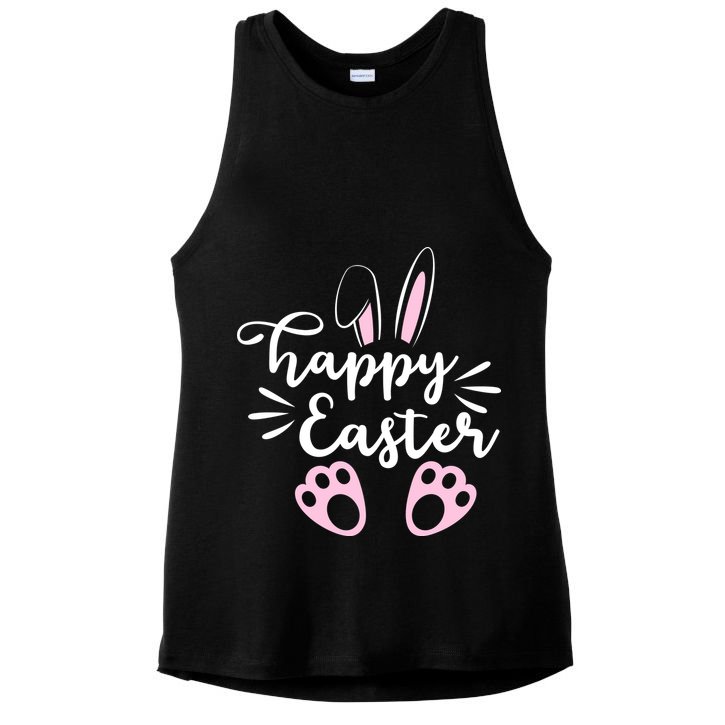 Happy Easter Cute Bunny Holiday Ladies PosiCharge Tri-Blend Wicking Tank