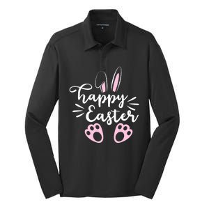 Happy Easter Cute Bunny Holiday Silk Touch Performance Long Sleeve Polo