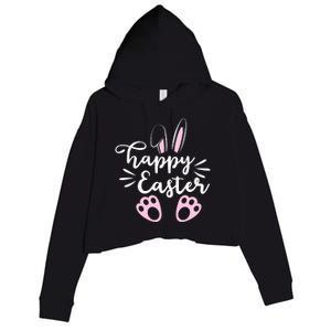 Happy Easter Cute Bunny Holiday Crop Fleece Hoodie