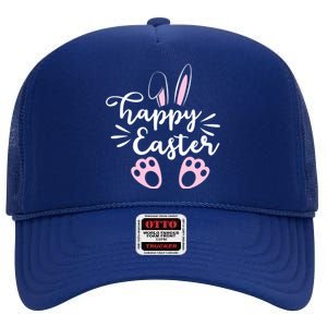 Happy Easter Cute Bunny Holiday High Crown Mesh Back Trucker Hat