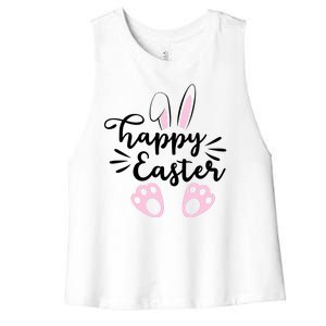 Happy Easter Cute Bunny Holiday Women's Racerback Cropped Tank