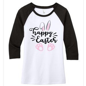 Happy Easter Cute Bunny Holiday Women's Tri-Blend 3/4-Sleeve Raglan Shirt