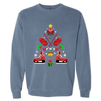 Hockey Equipt Christmas Tree Christmas Hockey Gift Garment-Dyed Sweatshirt