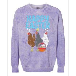 Happy Easter Chicken Bunnies Egg Poultry Farm Animal Farmer Colorblast Crewneck Sweatshirt