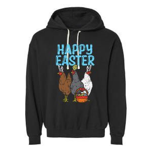 Happy Easter Chicken Bunnies Egg Poultry Farm Animal Farmer Garment-Dyed Fleece Hoodie